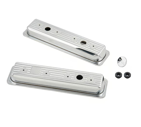 Mr. Gasket Chrome Valve Covers - Finned