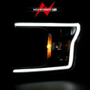 ANZO 2018-2019 Ford F-150 Projector Plank Style H.L. Black Amber (Without Switchback)-6