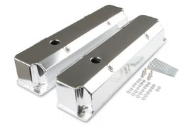 Mr. Gasket Fabricated Aluminum Valve Covers - Silver Finish Fits 1965-1978 Chrysler 383-440 Big Block - Long Bolt (Angled)