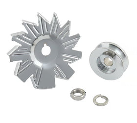 Mr. Gasket Chrome Alternator Fan & Pulley - Chrome