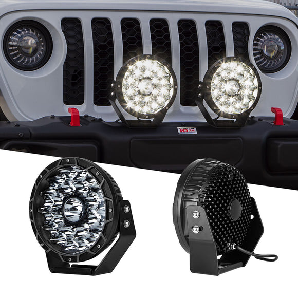 XK Glow Combo Beam Offroad Round Work Light Kit 2pc 9in 110W
