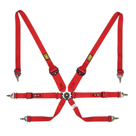 OMP Safety Harness One 2In Convertible Red Pull Up Conv Pull Down - (Fia 8853-2016)
