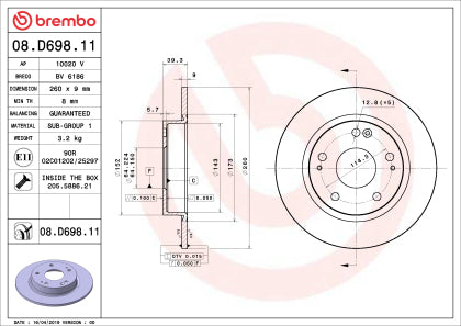 Brembo OE 16-24 Honda Civic/19-22 Insight UV Coated Brake Disc - Rear 42510TEAT01