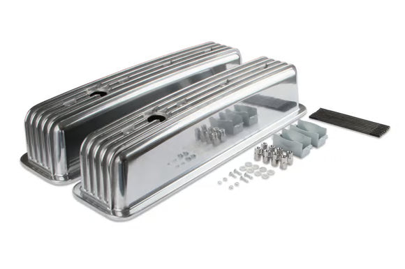 Mr. Gasket Cast Aluminum Ball Milled Center Bolt Valve Covers - Polished 1987-1997 Chevrolet 305/350 Small Block