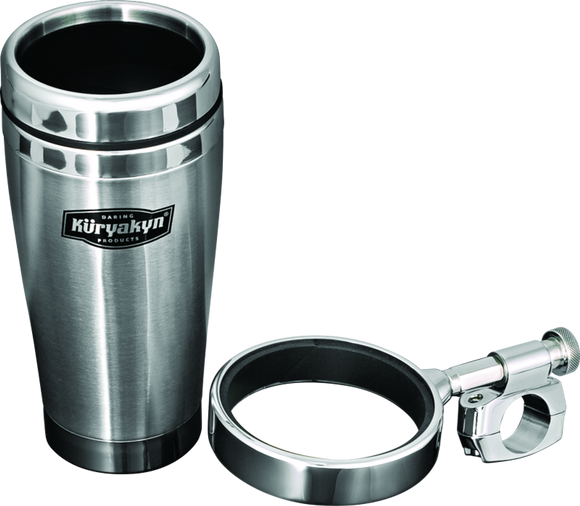 Kuryakyn Drink Holder With Stainless Steel Mug 1 inch Bar Clamp Chrome