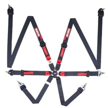 RACEQUIP FIA CAMLOCK 6PT 2 in. PULL UP LAP FHR BL