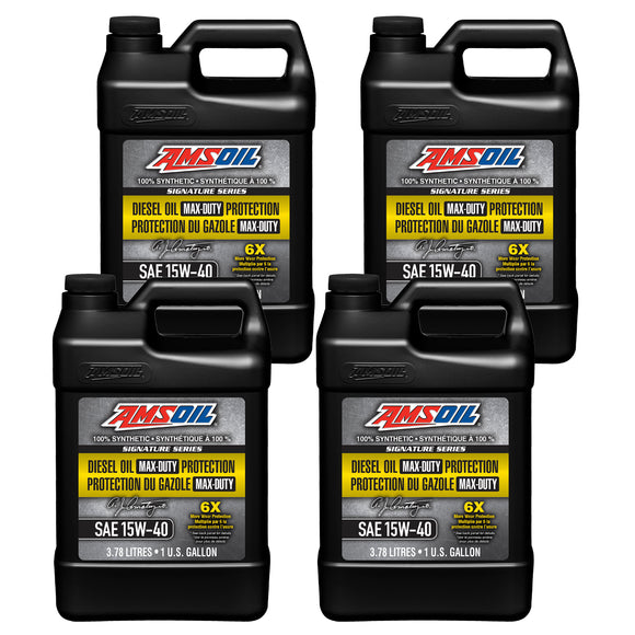 AMSOIL Signature Series 15W-40 100% Synthetic Max-Duty Diesel Oil Case of 4