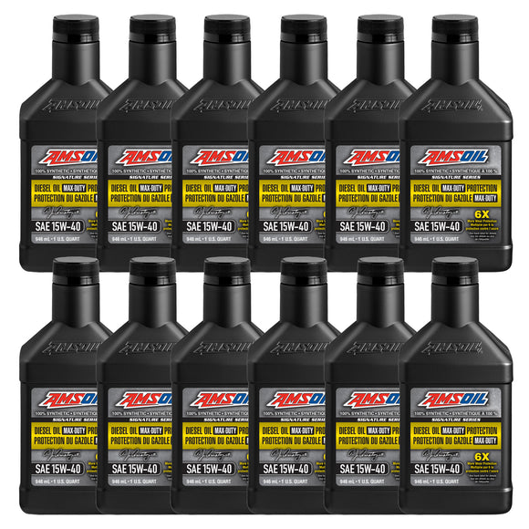 AMSOIL Signature Series 15W-40 100% Synthetic Max-Duty Diesel Oil Case of 12