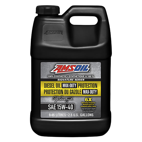 AMSOIL Signature Series 15W-40 100% Synthetic Max-Duty Diesel Oil 9.46 Liter Jug