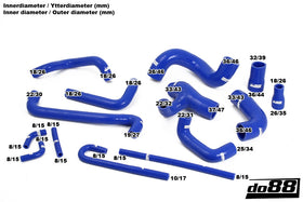 do88 86-92 BMW M3 S14B23/S14B23 Evo II/S14B23 Evo III (E30) Coolant Hoses - Blue - 0