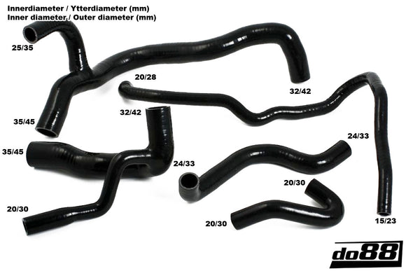 do88 89-92 Audi Ur-Quattro 2.2T 20V Radiator Hoses - Black