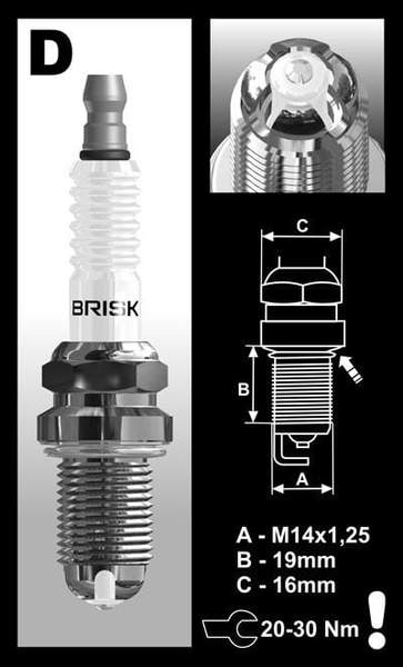 Brisk Premium LGS Racing DOR12LGS Spark Plug- Priced Each