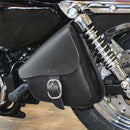 Willie & Max HD Sportsters, Custom Hard Tails Leather Swingarm Bag w/Chrome Buckle - Black-2