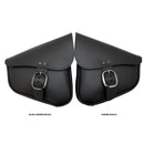 Willie & Max HD Softails,Yam Rd Stars,Kaw Vulcan 900,Suz C50 Swingarm Bag w/ Chrome Buckle - Black-2