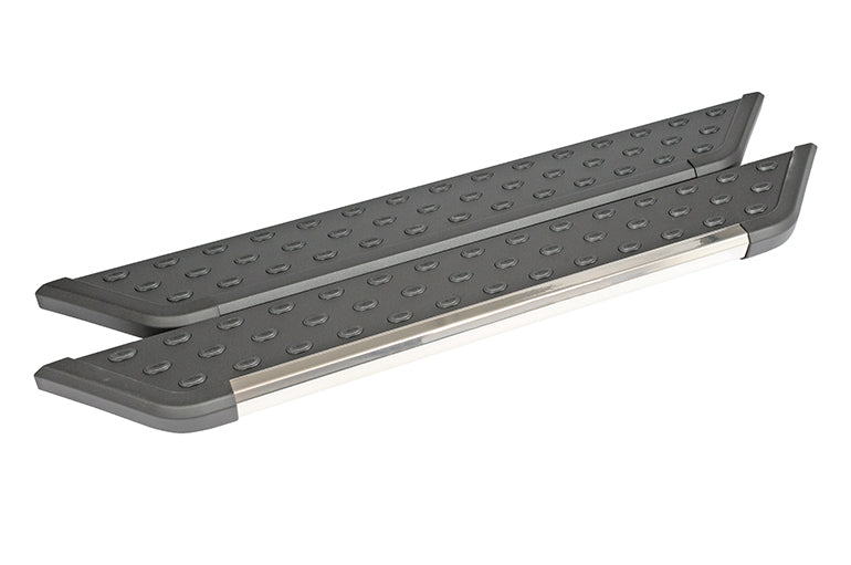 Deezee 99-23 Chevrolet/GMC/Dodge/Ford Full Size Running Board CrewCab Truck Board (Chrome Trim)