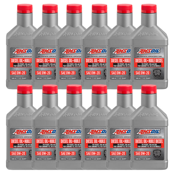 AMSOIL 0W-20 100% Synthetic Diesel Oil Case of 12
