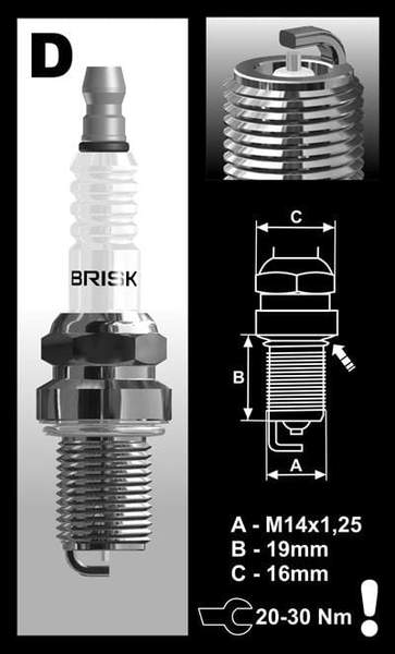 Brisk Silver Racing DR10S Spark Plug - Priced Each