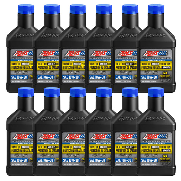 AMSOIL Signature Series 10W-30 100% Synthetic Max-Duty Diesel Oil Case of 12