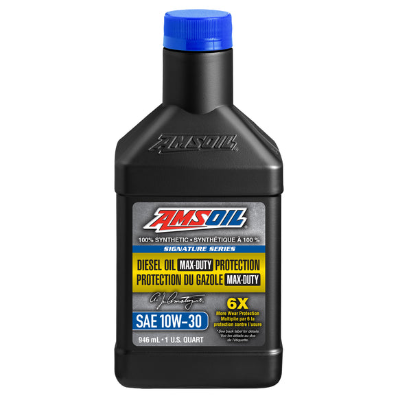 AMSOIL Signature Series 10W-30 100% Synthetic Max-Duty Diesel Oil 946 ml Bottle