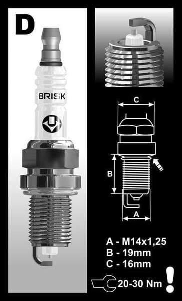 Brisk Silver Racing DR14YS Spark Plug - Priced Each