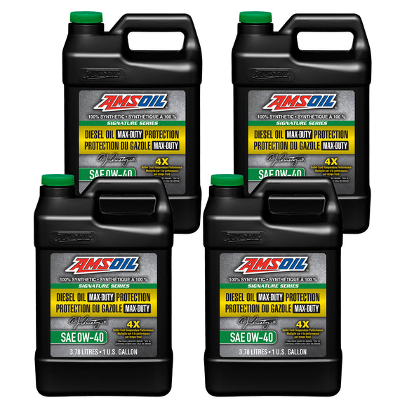 AMSOIL Signature Series 0W-40 100% Synthetic Max-Duty Diesel Oil Case of 4