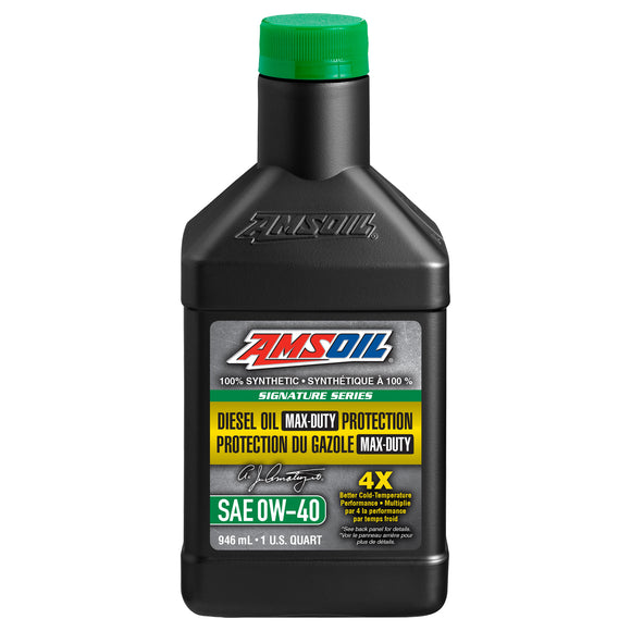 AMSOIL Signature Series 0W-40 100% Synthetic Max-Duty Diesel Oil 946 ml Bottle