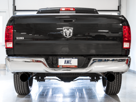 AWE 0FG Dual Rear Exit Catback Exhaust for 4th Gen RAM 1500 5.7L (without bumper cutouts) - Diamond Black Tips