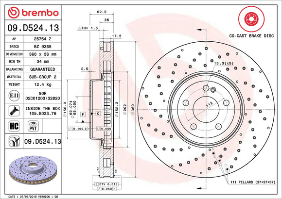 Brembo OE Front Disc Brake Kit KT00C23