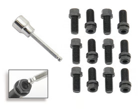 Mr. Gasket Header Bolts - 3/8-16 x 3/4 Inch Hex & Socket Head - Black Oxide