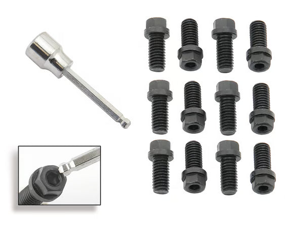 Mr. Gasket Header Bolts - 3/8-16 x 3/4 Inch Hex & Socket Head - Black Oxide