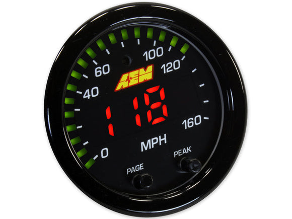 AEM X-Series 0-160 MPH Black Bezel w/ Black Face GPS Speedometer Gauge