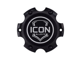 ICON 6x135 Embossed Center Cap - Satin Black/White