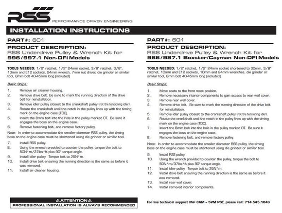 601 Performance Underdrive Pulley (986, 987, 996, 997 (3.6L NA)