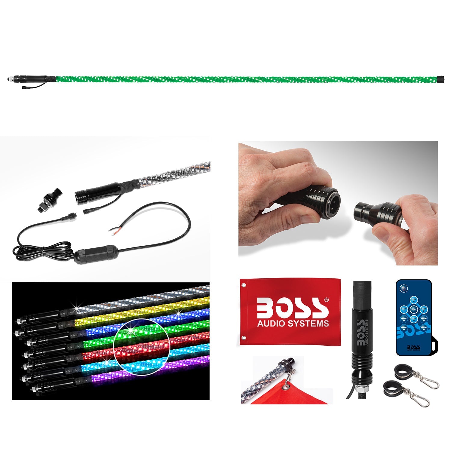 Boss Audio Systems ATV Whip Antenna/ 72 inch/ Multicolor/ IP67 Weatherproof - 0