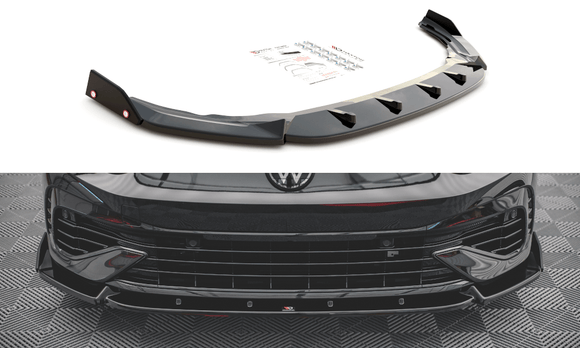 Maxton Design Front Splitter + Flaps V.2 - VW Golf R Mk8
