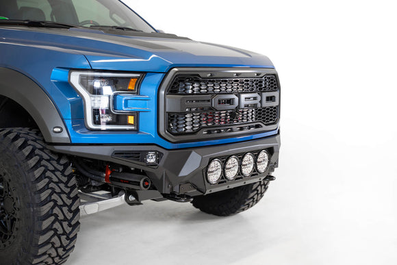 Addictive Desert Designs 17-20 Ford F-150 Raptor Bomber Front Bumper w/ 4 Rigid 360 6in Round Mounts