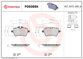 Brembo 02-10 Mini Cooper/11-16 Cooper Countryman Front Premium NAO Ceramic OE Equivalent Pad 34116778320 - 0