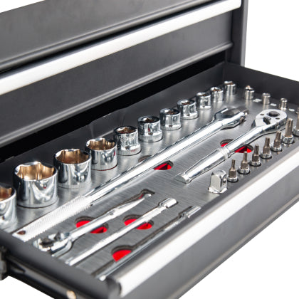 BikeMaster 3 Drawer Toolbox - Includes 129 Piece Tool Set