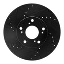 R1 06-15 Honda Civic Front Left Drilled & Slotted Black Brake Rotor-1