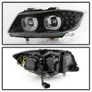 Spyder 09-12 BMW E90 3-Series 4DR Projector Headlights Halogen - LED - Black - PRO-YD-BMWE9009-BK-4