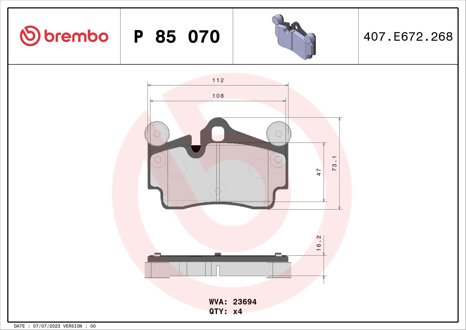 Brembo 04-09 Audi Q7/ Porsche Cayenne/ Volkswagen Touareg Rear Low-Met Brake Pad 95535293900