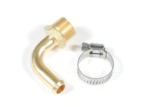 Mr. Gasket Fuel Line Fitting - 3/8 Inch NPT to 3/8 Inch Hose Barb - 90° - Brass