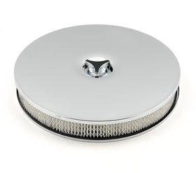 Mr. Gasket Air Cleaner - Low Mount - Chrome 14 Inch Diameter, 2-1/4 Inch Tall, 5-1/8 Inch Neck