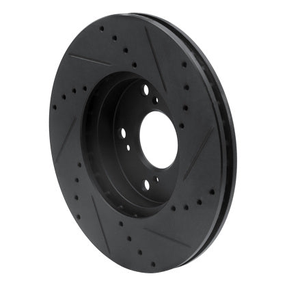 R1 06-15 Honda Civic Front Left Drilled & Slotted Black Brake Rotor
