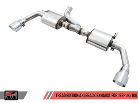 AWE Tread Edition Axleback Dual Exhaust for Jeep JK/JKU 3.6L - Chrome Silver Tips