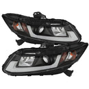 Spyder 12-14 Honda Civic (Excl. 2014 Coupe) Projector Headlights Lgtbr DRL Black PRO-YD-HC12-DRL-BK-1