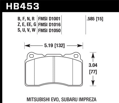 Hawk 03-06 Evo / 09-10 Evo X / 04-09 STi / 09-10 Genesis Coupe (Track Only) / 2010 Camaro SS / 08-09 - 0