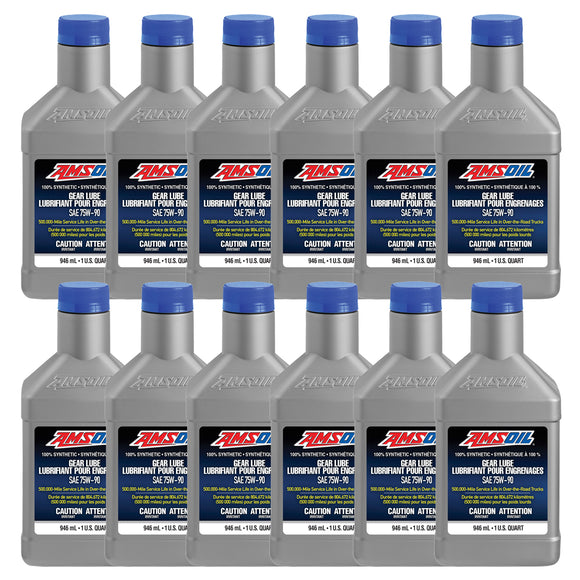 AMSOIL 75W-90 Long Life 100% Synthetic Gear Lube Case of 12