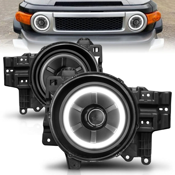 ANZO 2007-2013 Toyota Fj Cruiser Projector Headlights w/ Halo Black