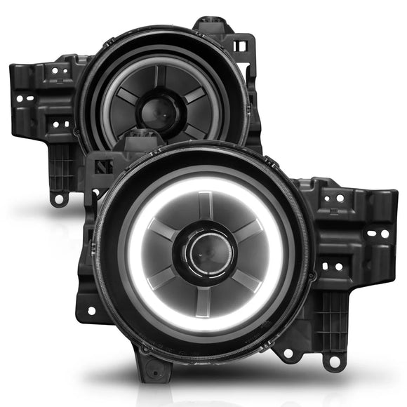 ANZO 2007-2013 Toyota Fj Cruiser Projector Headlights w/ Halo Black